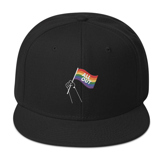 All Out Flag - Embroidered Black Snapback Cap