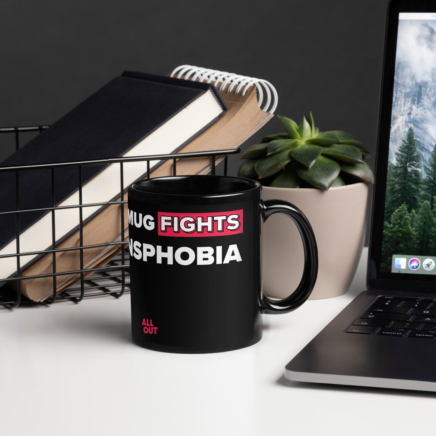 This Mug Fights Transphobia - Black Ceramic