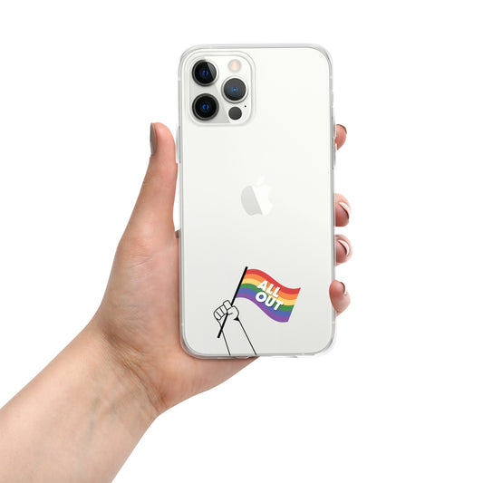 All Out Flag Clear iPhone® Case - Black Outline