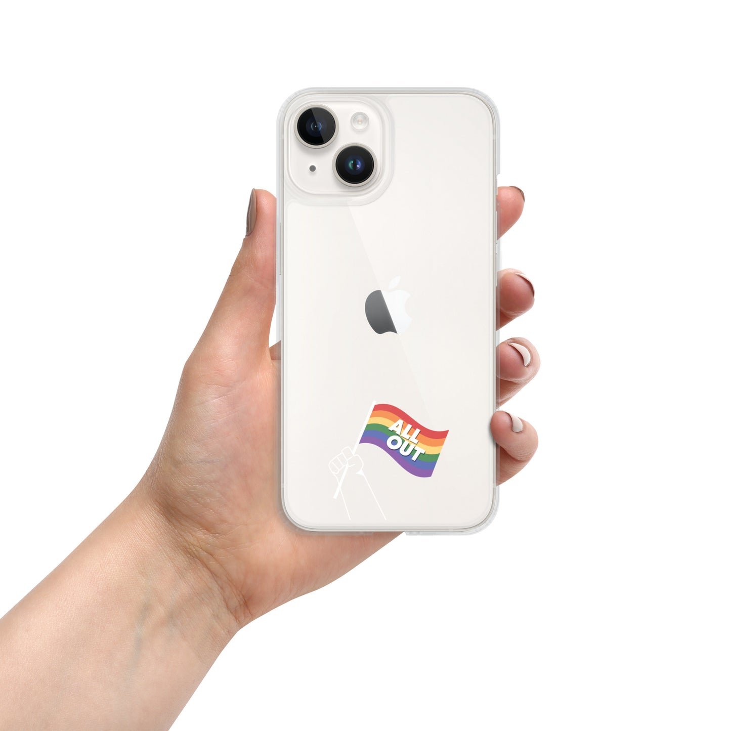 All Out Flag Clear  iPhone® Case - White Outline
