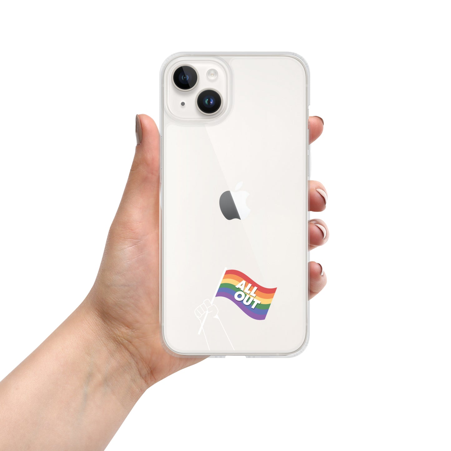 All Out Flag Clear  iPhone® Case - White Outline