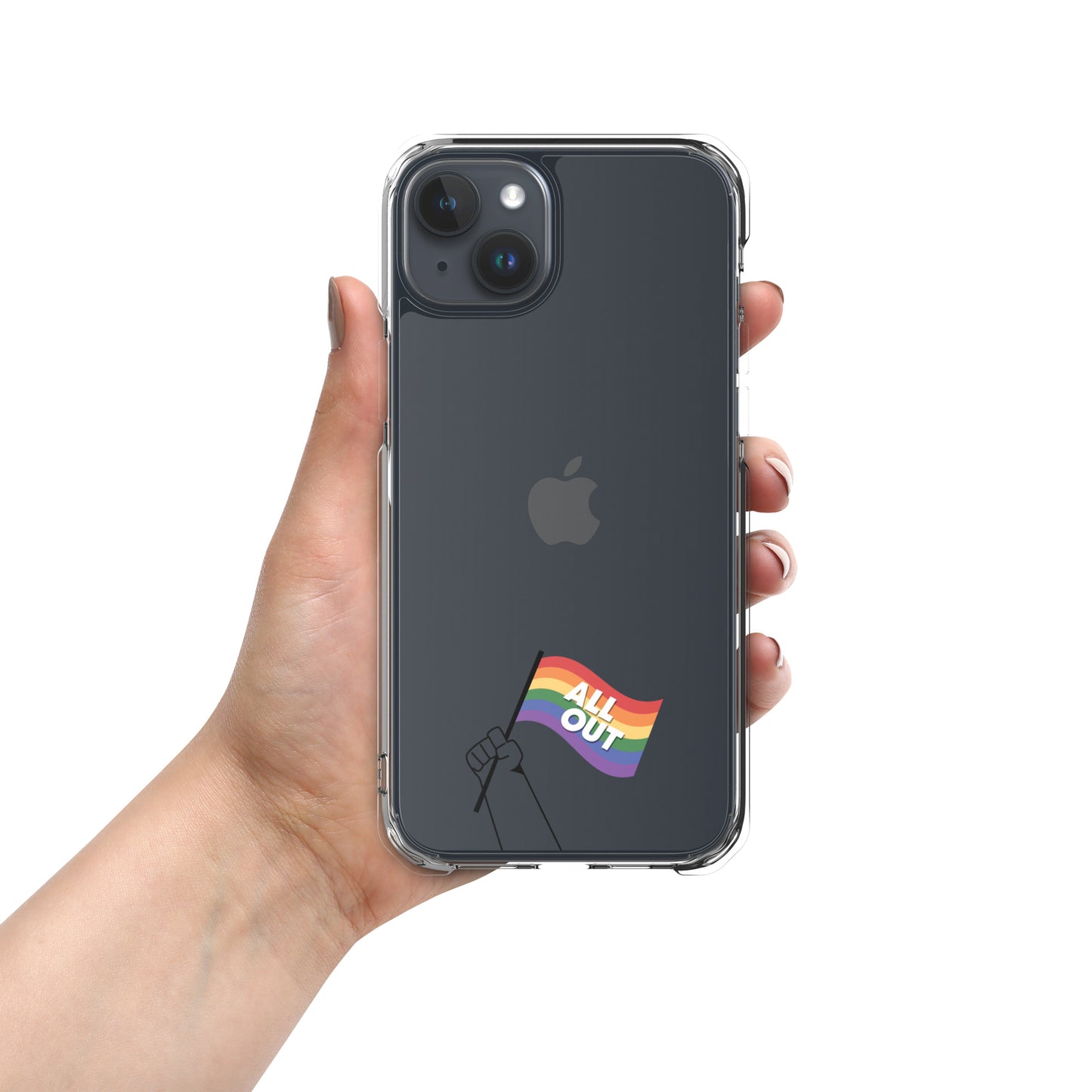 All Out Flag Clear iPhone® Case - Black Outline