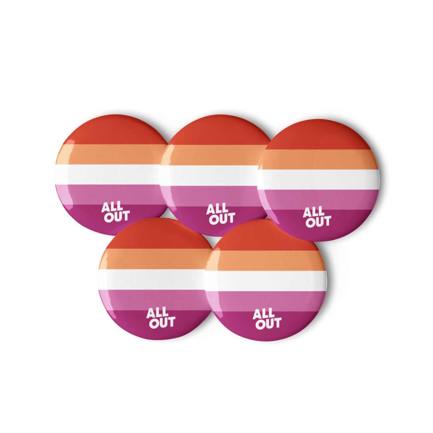 Lesbian Pride Flag Pins - Set of 5 (1.25")