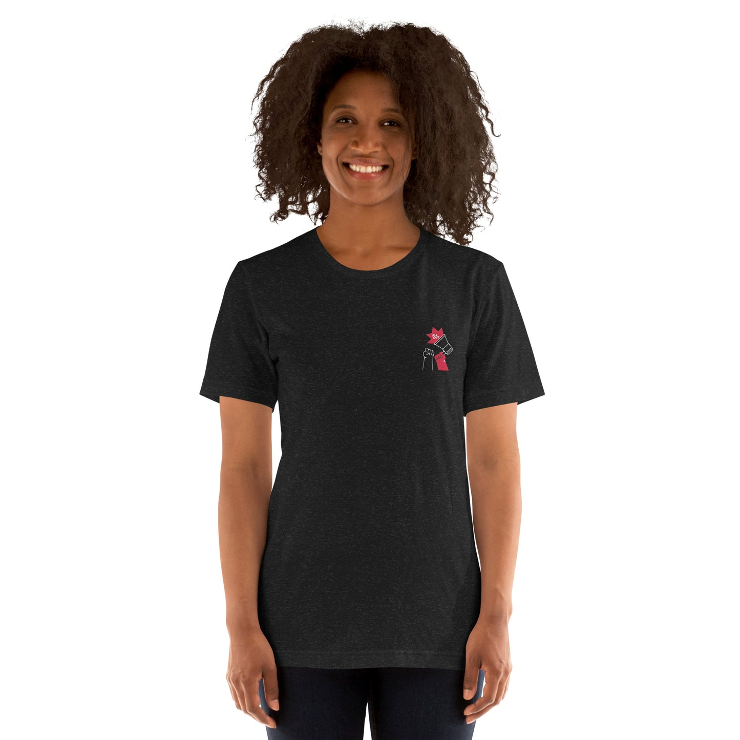 All Out Megaphone - Embroidered Black Unisex T-Shirt
