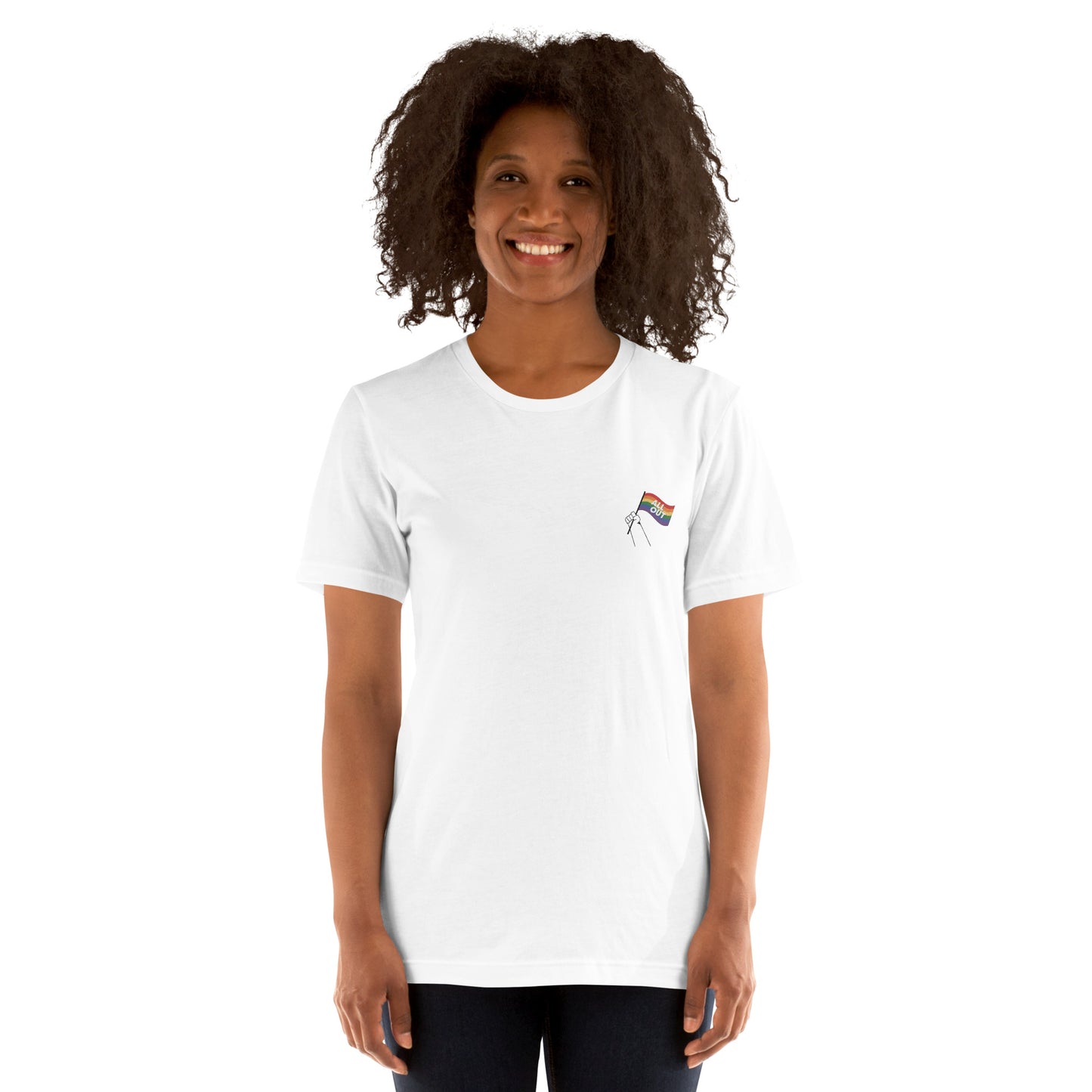 All Out Flag - Embroidered White Unisex T-Shirt
